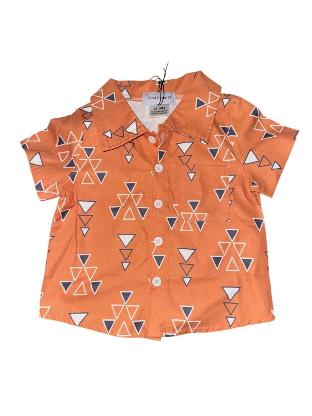 Orange Geometric Toddler Button-Up Shirt 12-18 Months By Sparkledots